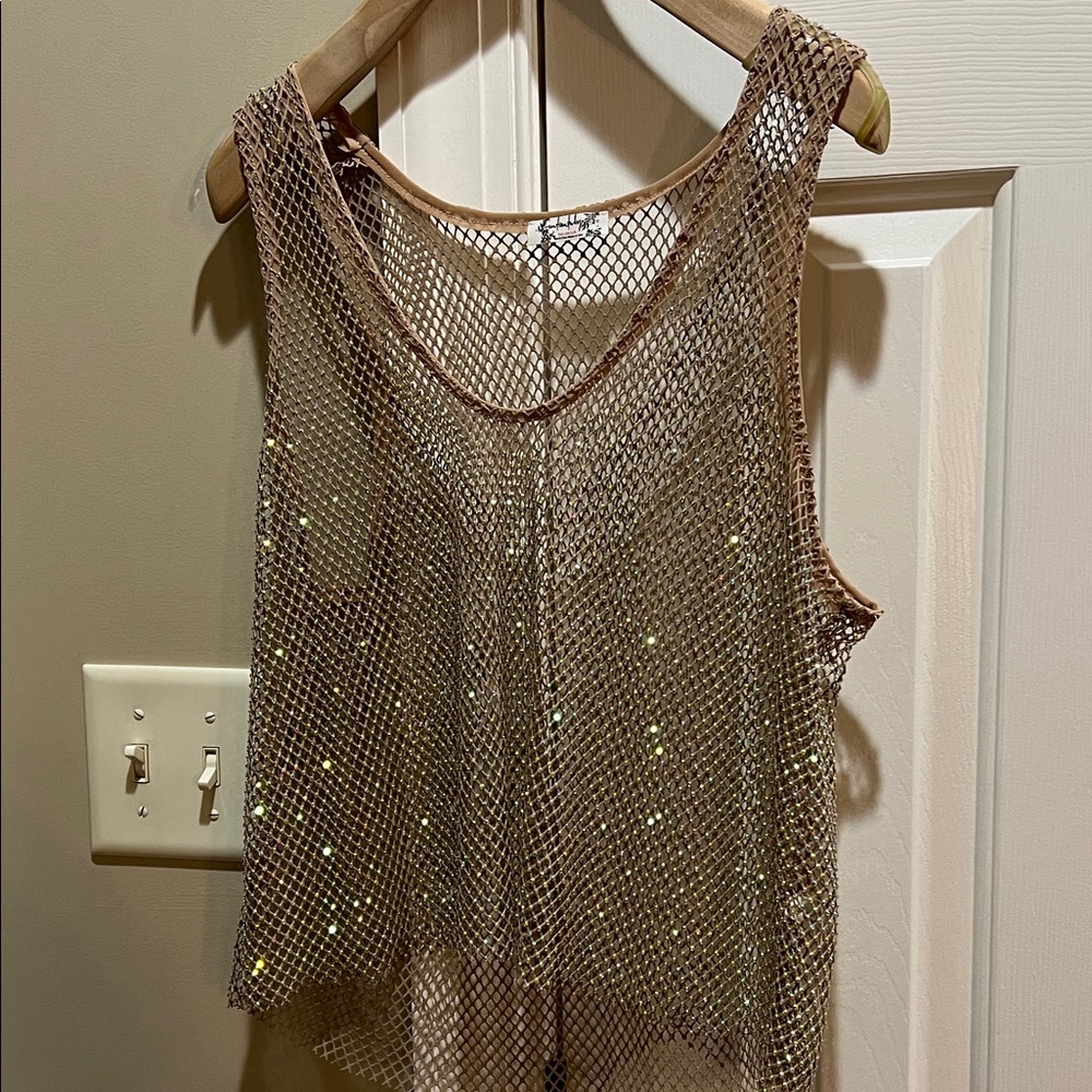 Free People Intimately Filter Finish Mesh & Crystal Cropped Tank — Size L - Picture 9 of 9